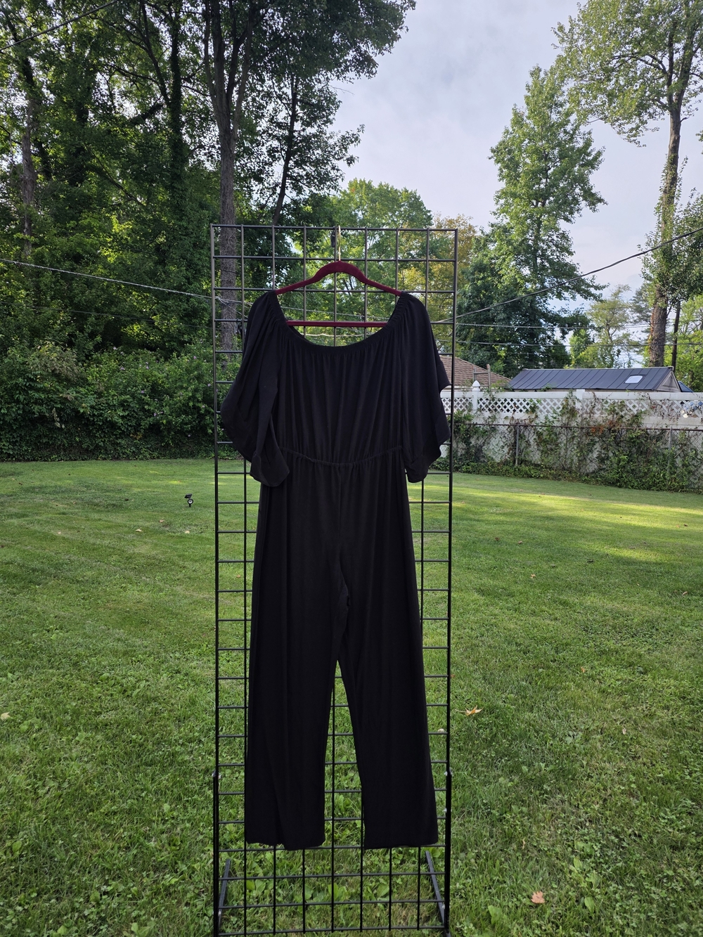 Ashley Stewart Black Puff-Sleeve Jumpsuit